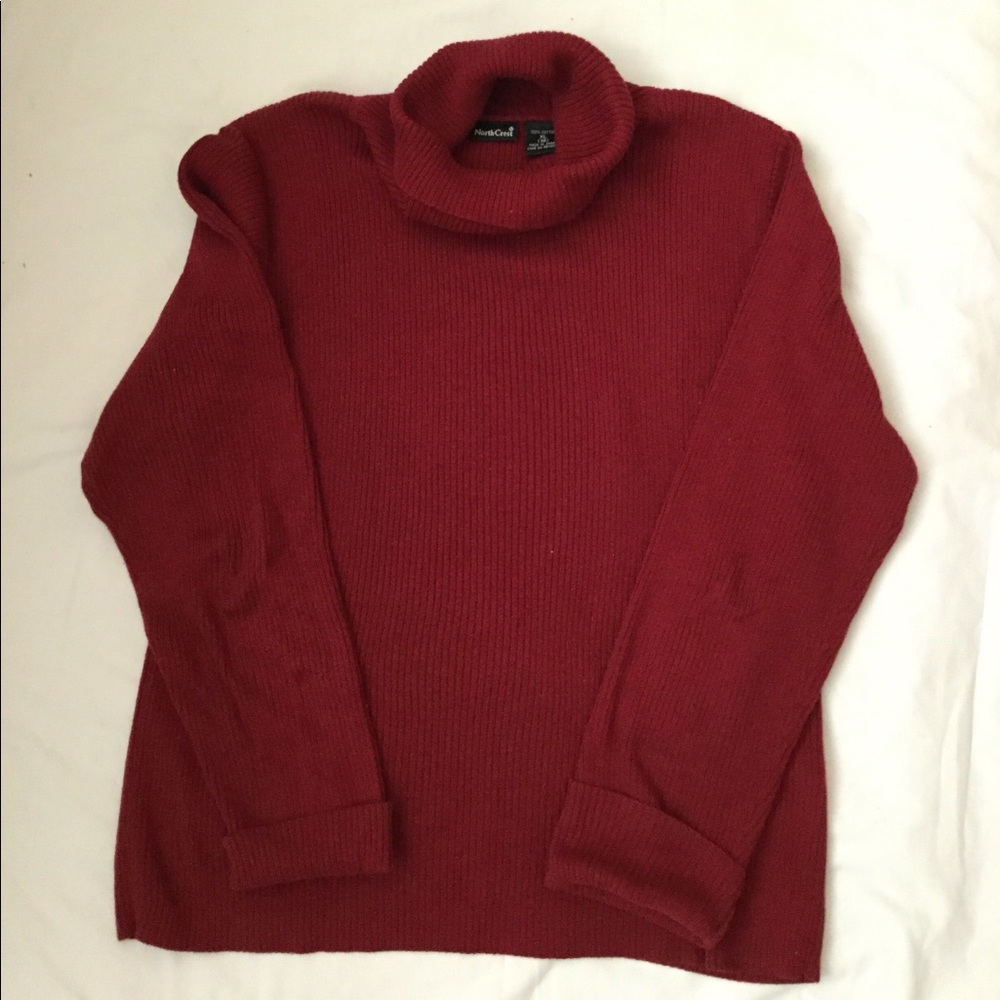 Red Ribbed Turtleneck - Picture 2 of 4